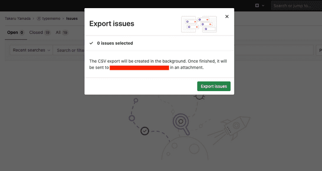 gitlab export issues confirm